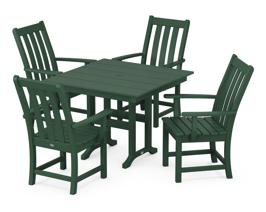 POLYWOOD Vineyard 5-Piece Farmhouse Dining Set in Green