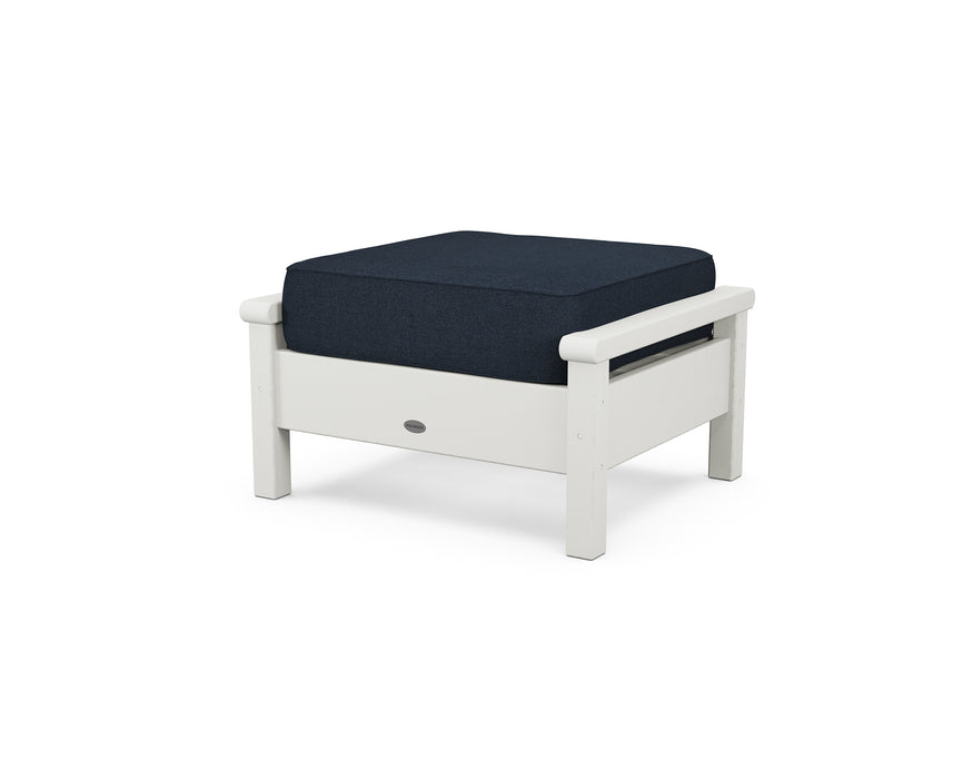 POLYWOOD Harbour Deep Seating Ottoman in Vintage White / Marine Indigo