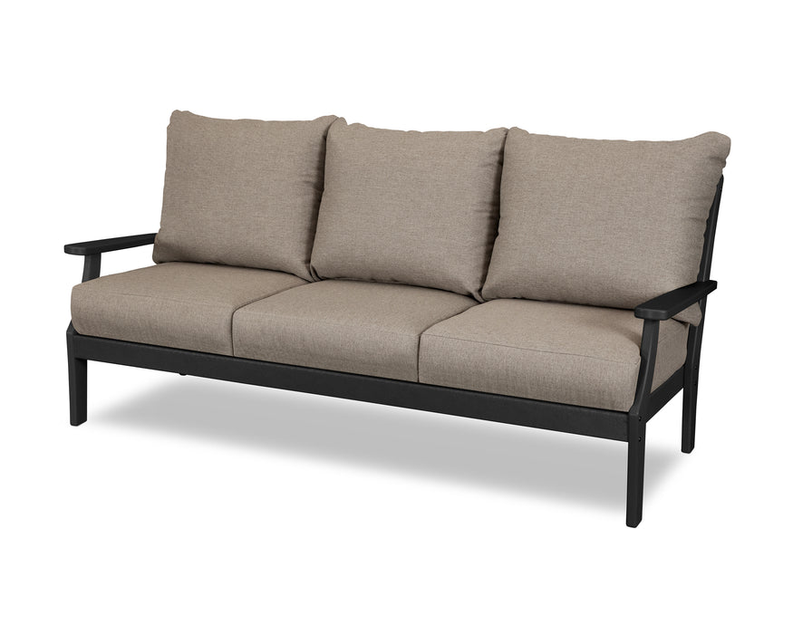 POLYWOOD Braxton Deep Seating Sofa in Black / Sancy Shale