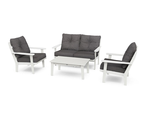 POLYWOOD Lakeside 4-Piece Deep Seating Set in Vintage White / Ash Charcoal image