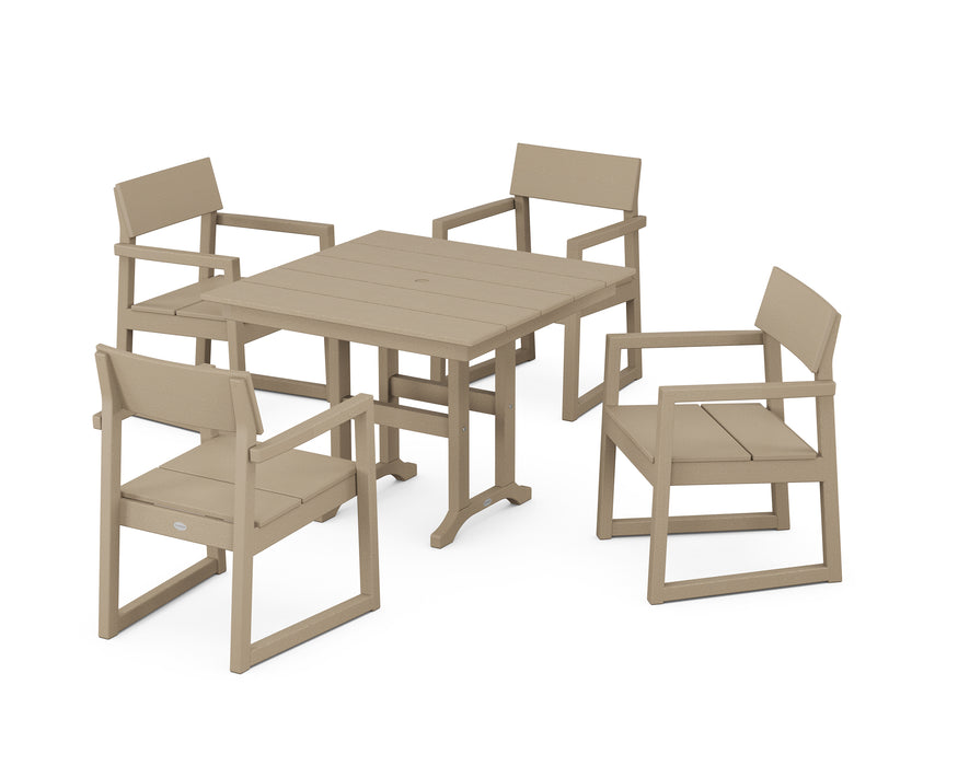 POLYWOOD EDGE 5-Piece Farmhouse Dining Set in Vintage Sahara