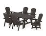 POLYWOOD Nautical Curveback Adirondack Swivel Chaie 7-Piece Rustic Farmhouse Dining Set in Vintage Coffee image