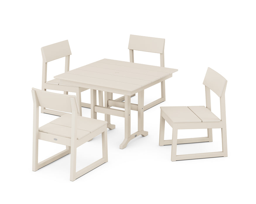 POLYWOOD EDGE Side Chair 5-Piece Farmhouse Dining Set in Sand image