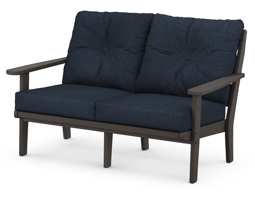 POLYWOOD Lakeside Deep Seating Loveseat in Vintage Coffee / Marine Indigo