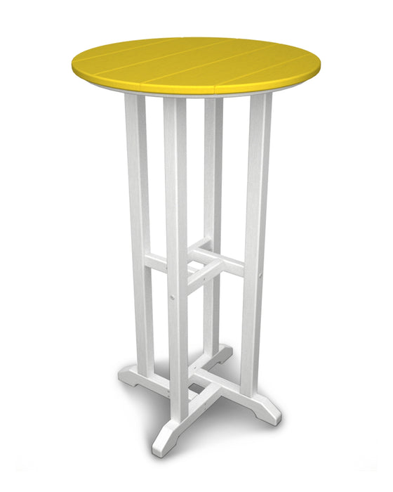 POLYWOOD Contempo 24" Round Bar Table in White / Lemon image