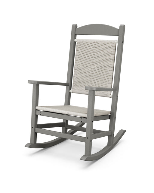 POLYWOOD Presidential Woven Rocking Chair in Slate Grey / White Loom image