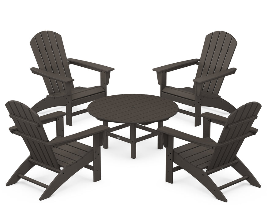 POLYWOOD Nautical 5-Piece Adirondack Chair Conversation Set in Vintage Coffee image