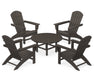 POLYWOOD Nautical 5-Piece Adirondack Chair Conversation Set in Vintage Coffee image