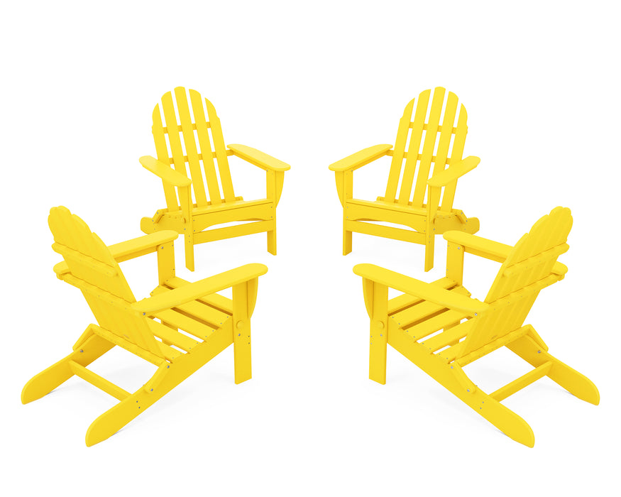 POLYWOOD 4-Piece Classic Folding Adirondack Conversation Set in Lemon