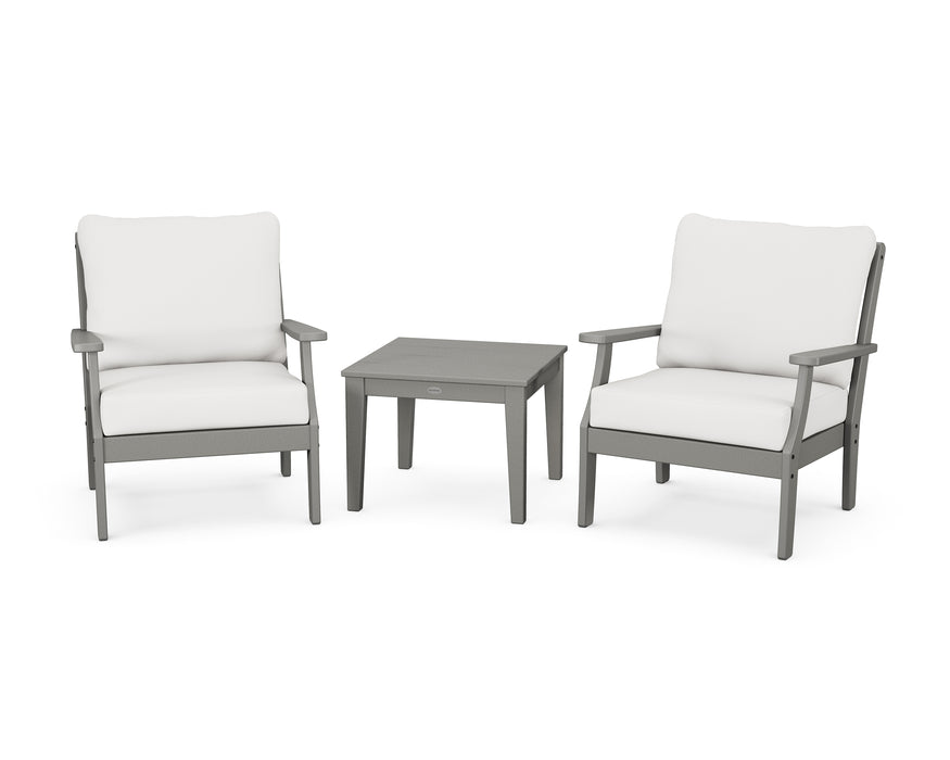 POLYWOOD Braxton 3-Piece Deep Seating Set in Slate Grey / Natural Linen image