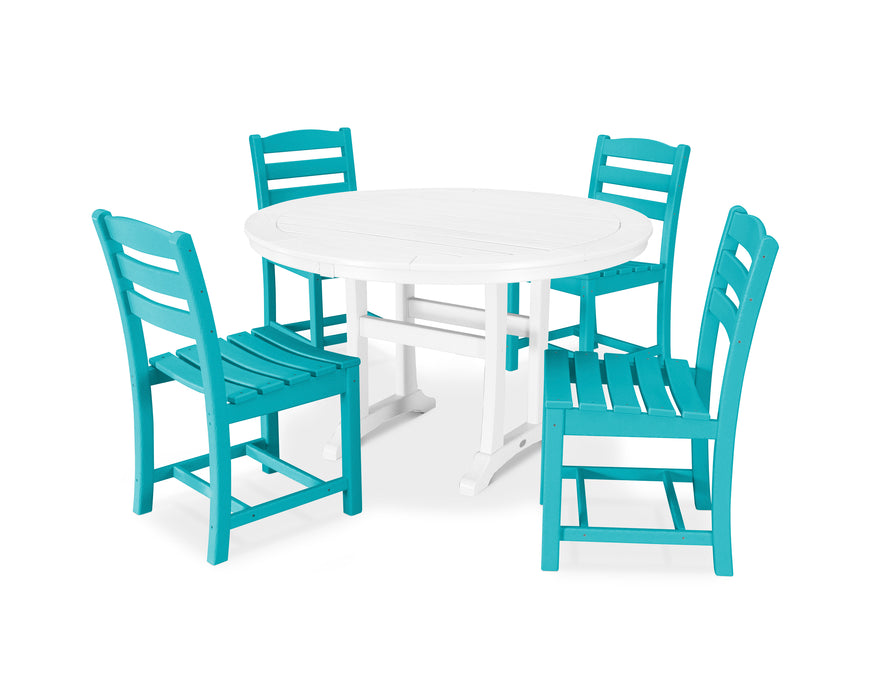 POLYWOOD La Casa Cafe 5-Piece Side Chair Dining Set in Aruba / White image