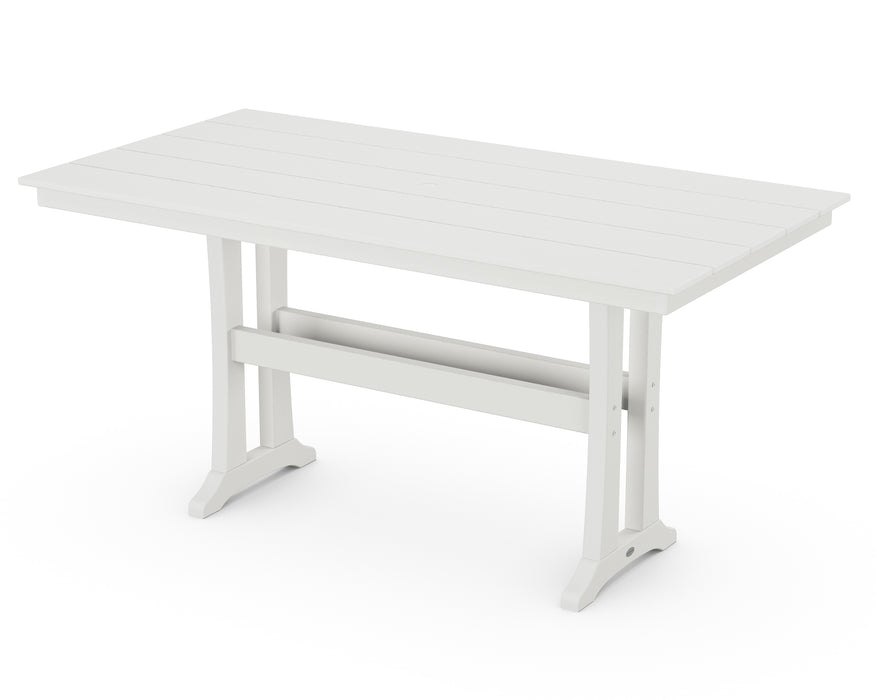 POLYWOOD Farmhouse Trestle 37" x 72" Counter Table in Vintage White