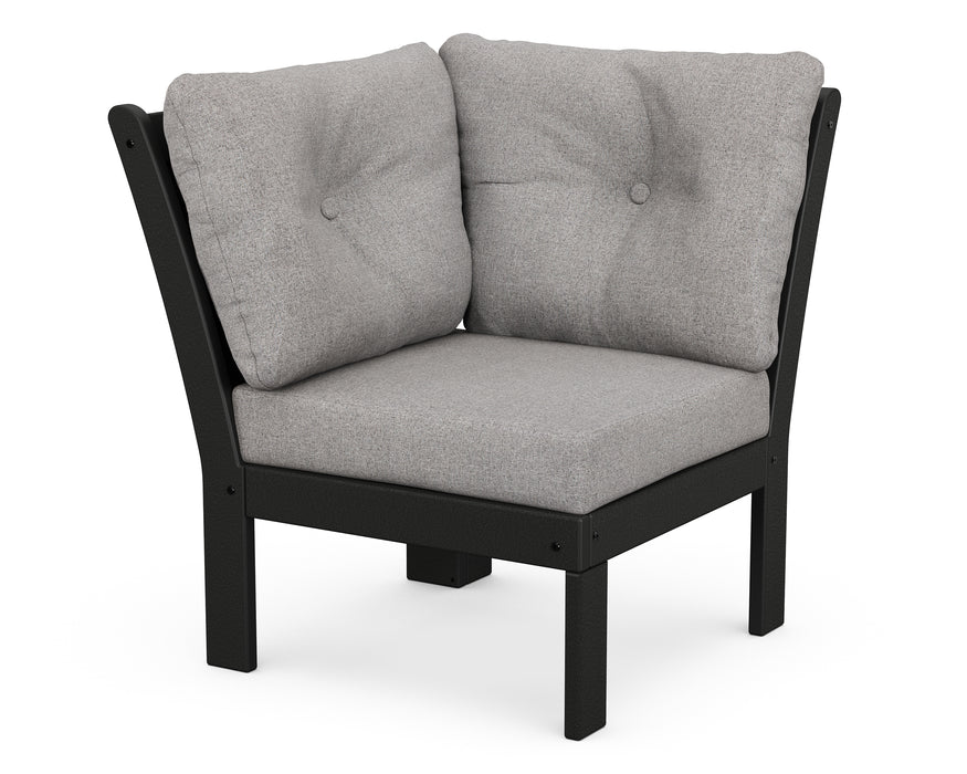 POLYWOOD Vineyard Modular Corner Chair in Black / Grey Mist