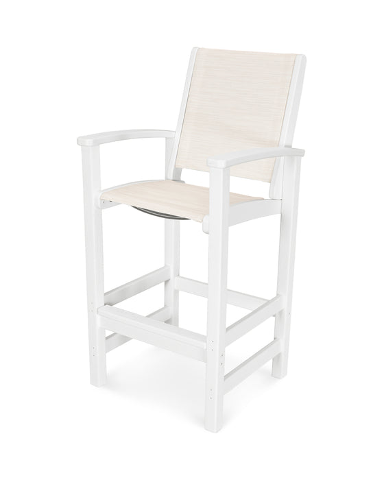 POLYWOOD Coastal Bar Chair in Vintage White / Parchment Sling image