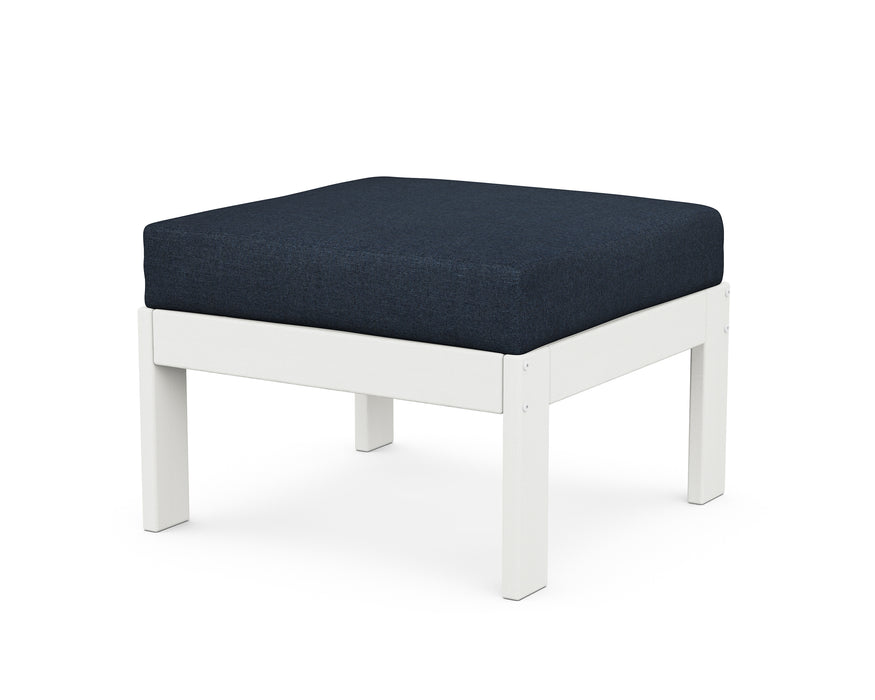 POLYWOOD Vineyard Modular Ottoman in Vintage White / Marine Indigo