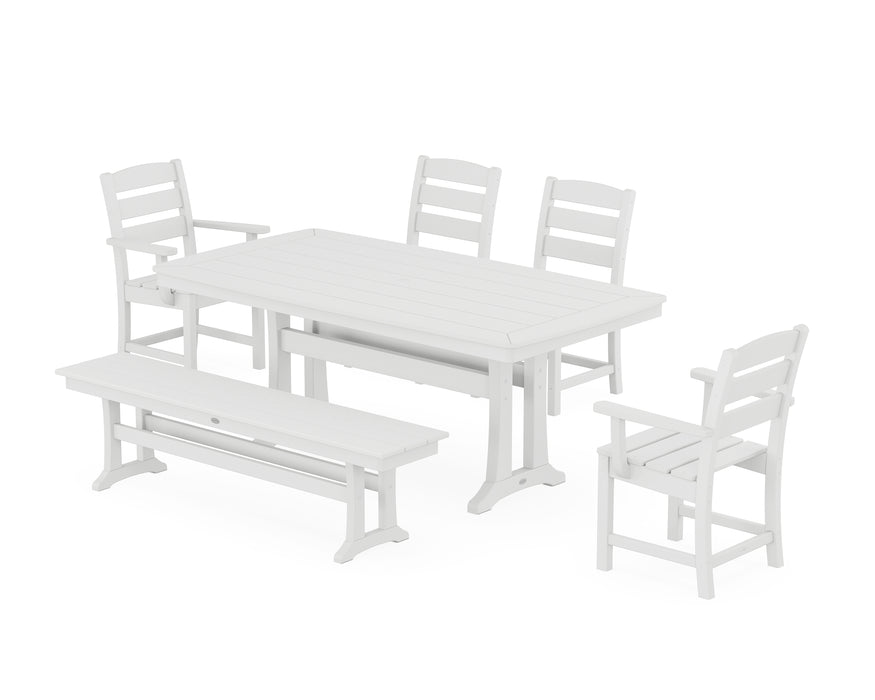 POLYWOOD Lakeside 6-Piece Dining Set with Trestle Legs in White image