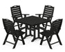 POLYWOOD Nautical Highback 5-Piece Farmhouse Trestle Dining Set in Black image