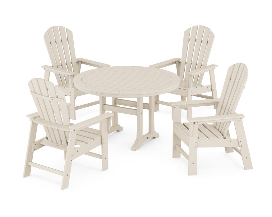 POLYWOOD South Beach 5-Piece Round Dining Set with Trestle Legs in Sand image