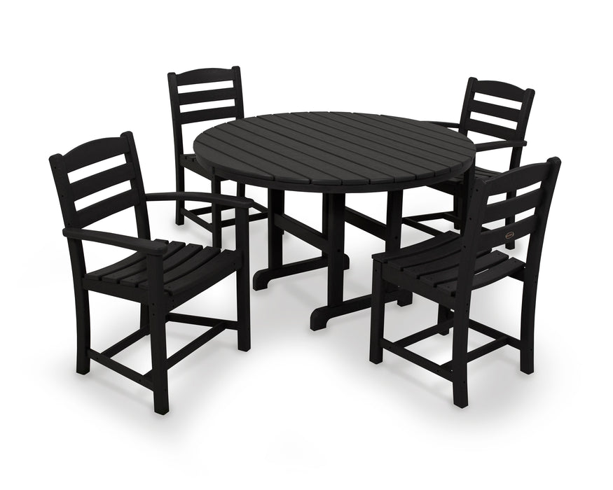 POLYWOOD La Casa Cafe 5-Piece Round Farmhouse Dining Set in Black