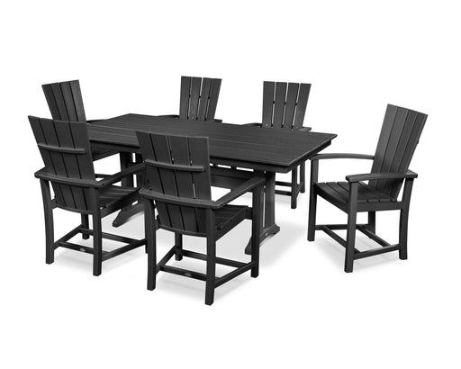 POLYWOOD Quattro 7-Piece Farmhouse Dining Set with Trestle Legs in Black image