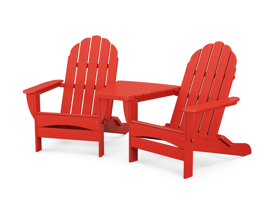 POLYWOOD Classic Oversized Adirondacks with Angled Connecting Table in Sunset Red