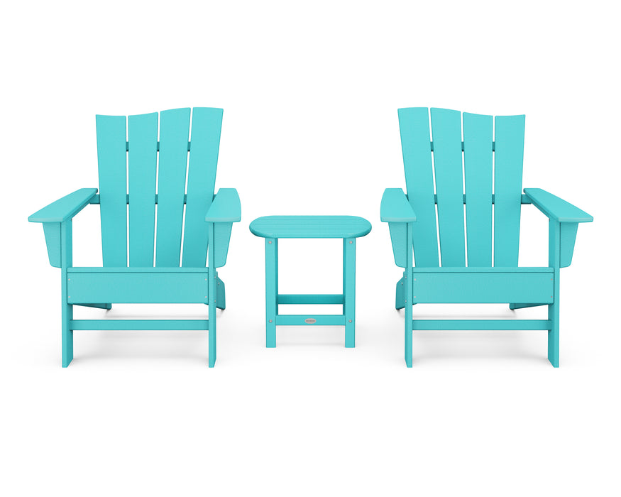 POLYWOOD Wave 3-Piece Adirondack Chair Set in Aruba