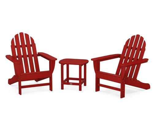 POLYWOOD Classic Adirondack 3-Piece Set with South Beach 18" Side Table in Crimson Red image