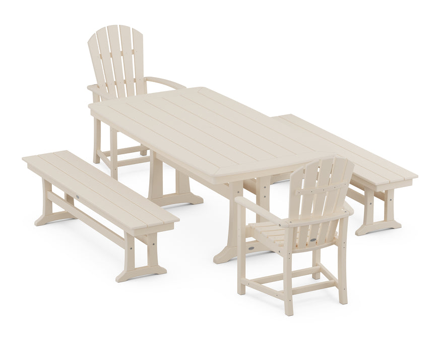 POLYWOOD Palm Coast 5-Piece Dining Set with Trestle Legs in Sand