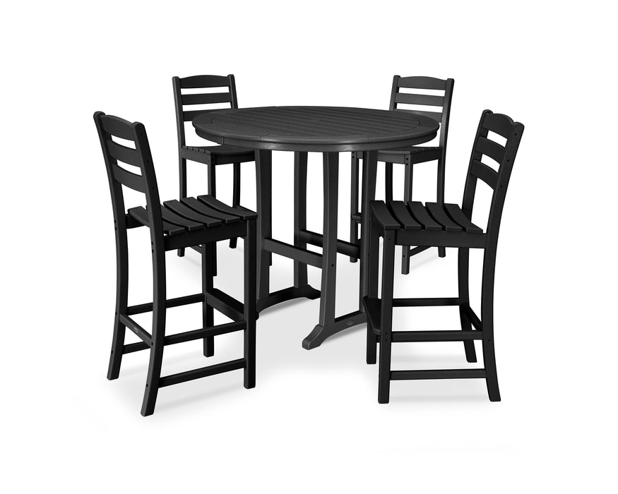 POLYWOOD La Casa Cafe 5-Piece Side Chair Bar Dining Set in Black image