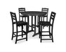 POLYWOOD La Casa Cafe 5-Piece Side Chair Bar Dining Set in Black image