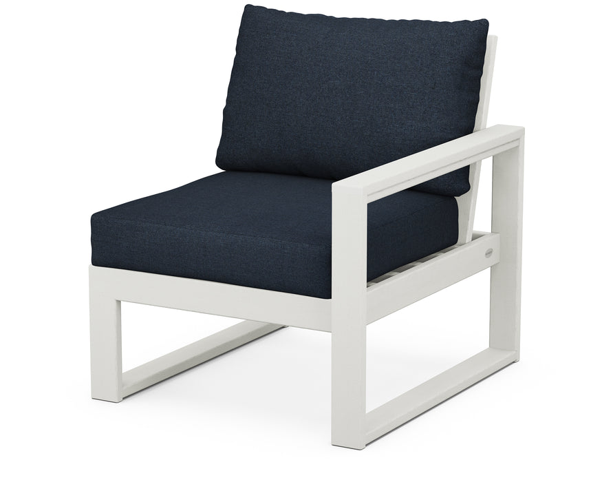 POLYWOOD EDGE Modular Right Arm Chair in Vintage White / Marine Indigo