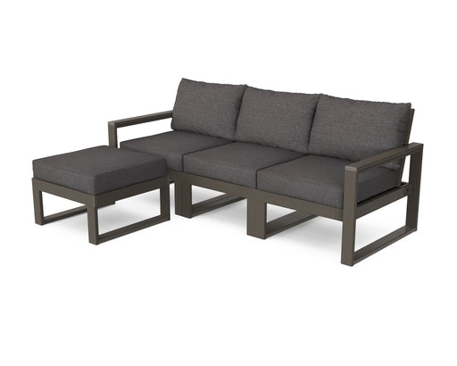 POLYWOOD EDGE 4-Piece Modular Deep Seating Set with Ottoman in Vintage Coffee / Ash Charcoal image