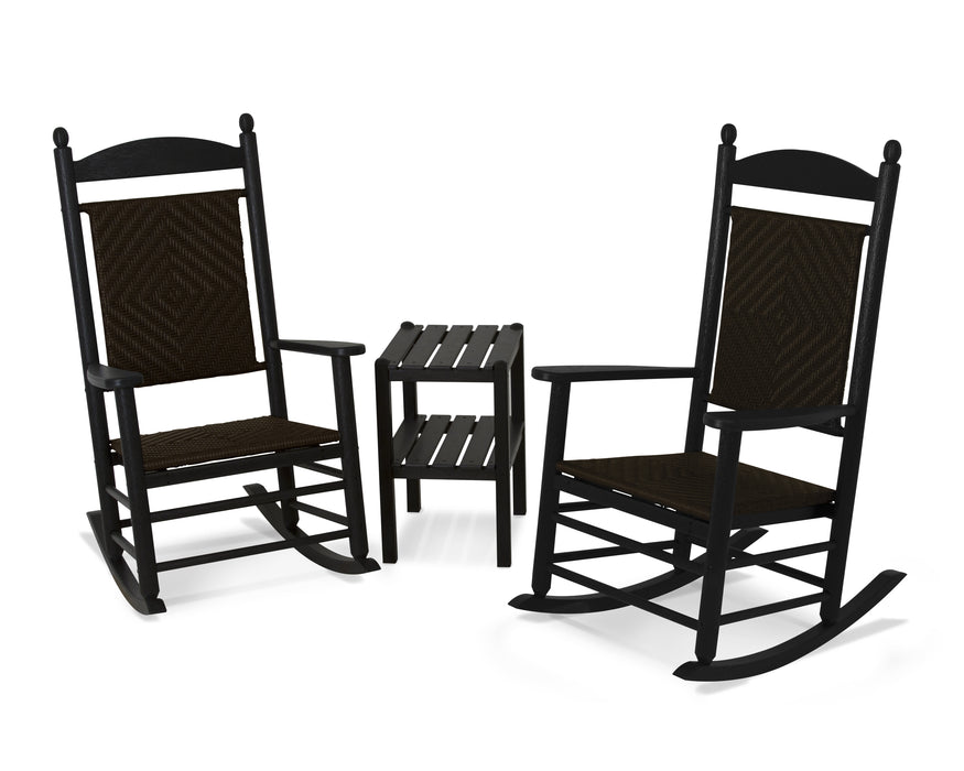 POLYWOOD Jefferson 3-Piece Woven Rocker Set in Black / Cahaba image