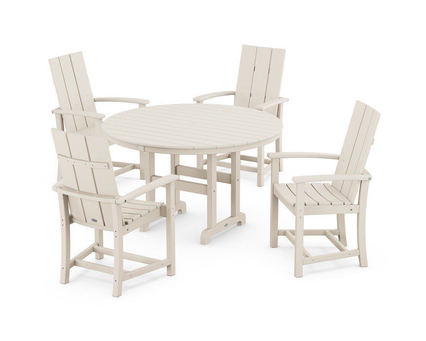 POLYWOOD Modern Adirondack 5-Piece Round Farmhouse Dining Set in Sand image