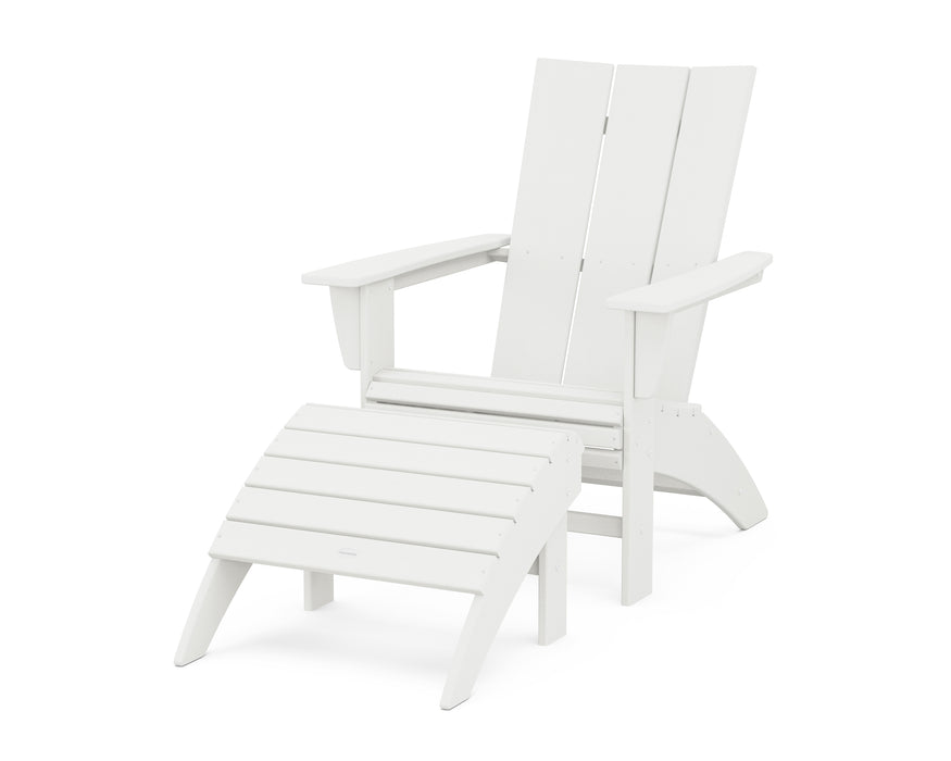 POLYWOOD Modern Curveback Adirondack Chair 2-Piece Set with Ottoman in Vintage White image