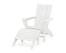 POLYWOOD Modern Curveback Adirondack Chair 2-Piece Set with Ottoman in Vintage White image