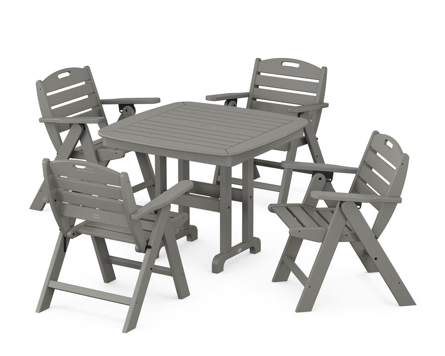 POLYWOOD Nautical Lowback Chair 5-Piece Dining Set in Slate Grey