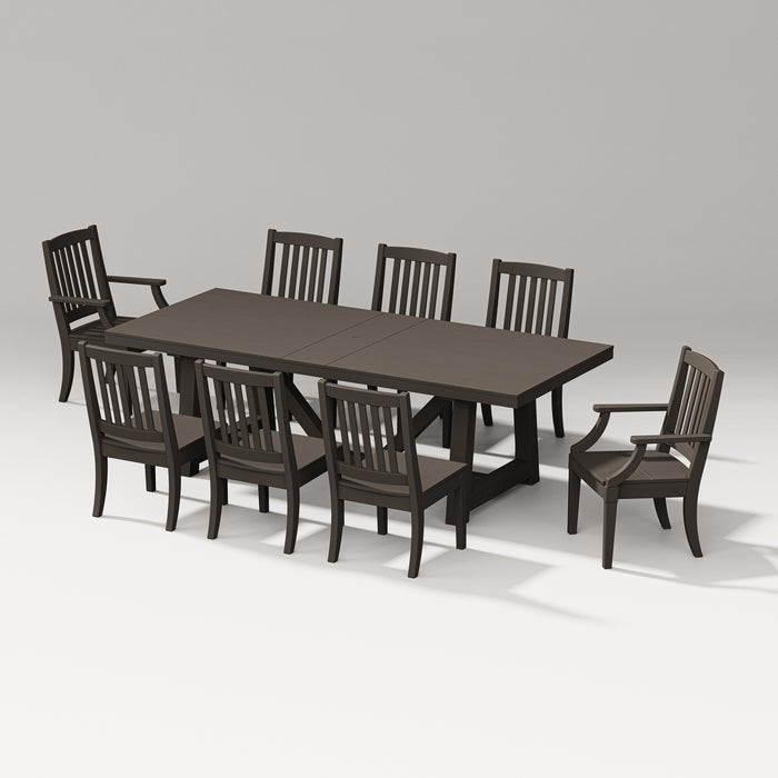 PW Designer Series Estate 9-Piece A-Frame Table Dining Set in Vintage Coffee