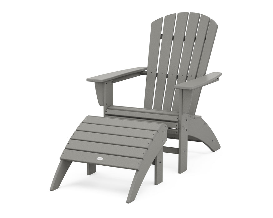 POLYWOOD Nautical Curveback Adirondack Chair 2-Piece Set with Ottoman in Slate Grey image