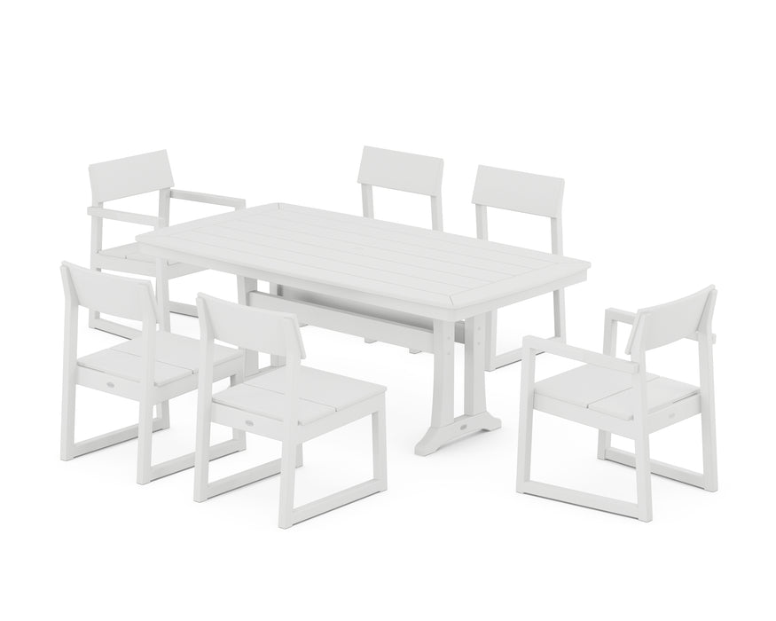 POLYWOOD EDGE 7-Piece Dining Set with Trestle Legs in White image