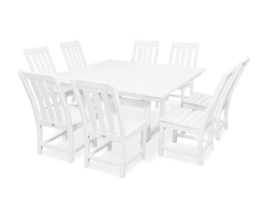 POLYWOOD Vineyard 9-Piece Farmhouse Trestle Dining Set in White