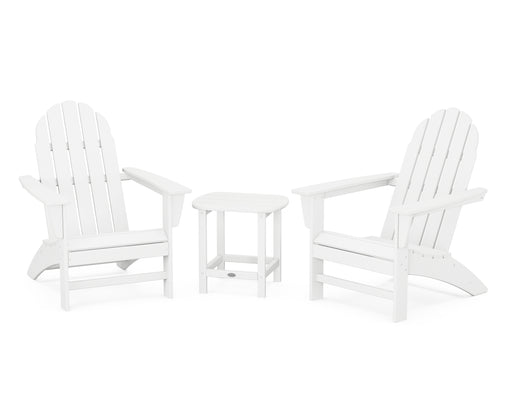 POLYWOOD Vineyard 3-Piece Adirondack Set with South Beach 18" Side Table in White image