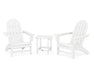 POLYWOOD Vineyard 3-Piece Adirondack Set with South Beach 18" Side Table in White image