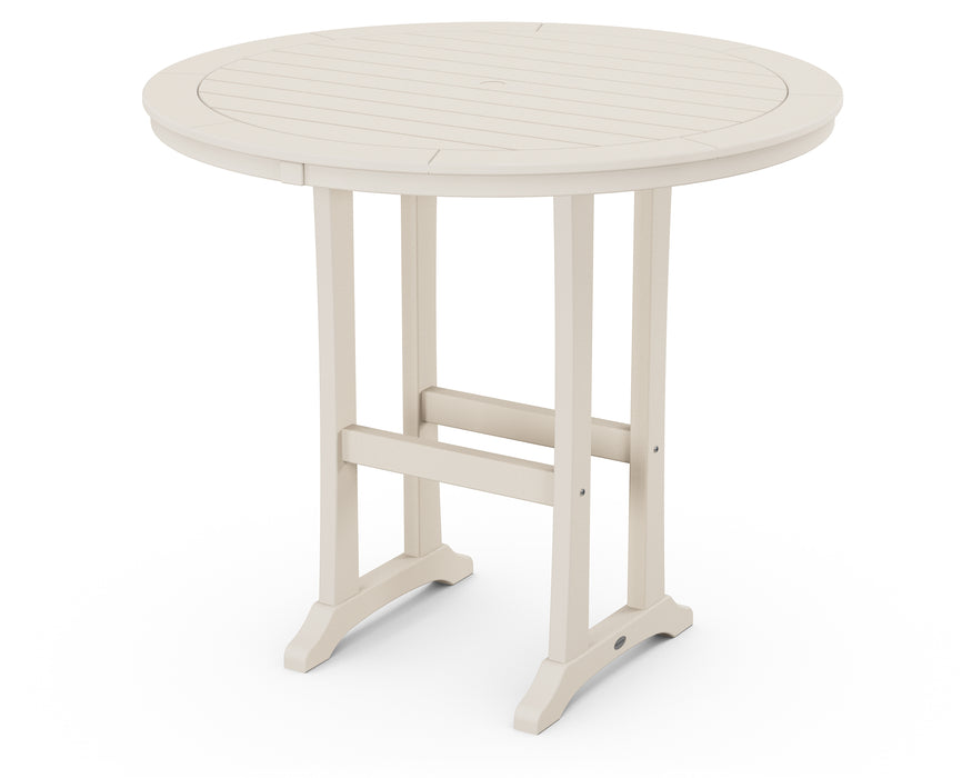 POLYWOOD Nautical Trestle 48" Round Bar Table in Sand image