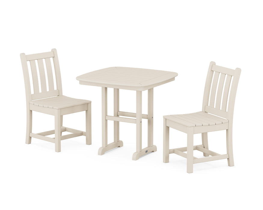 POLYWOOD Traditional Garden Side Chair 3-Piece Dining Set in Sand