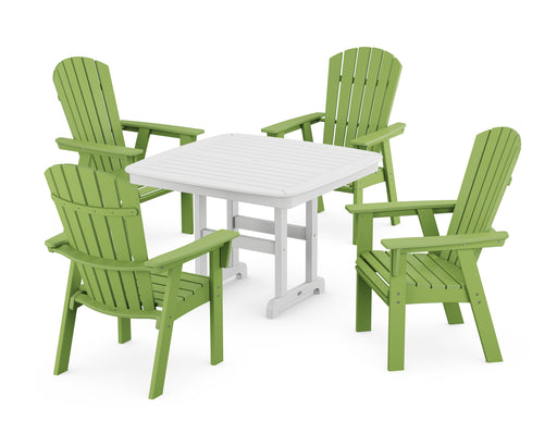 POLYWOOD Nautical Curveback Adirondack 5-Piece Dining Set in Lime / White image