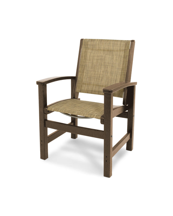 POLYWOOD Coastal Dining Chair in Teak / Burlap Sling image