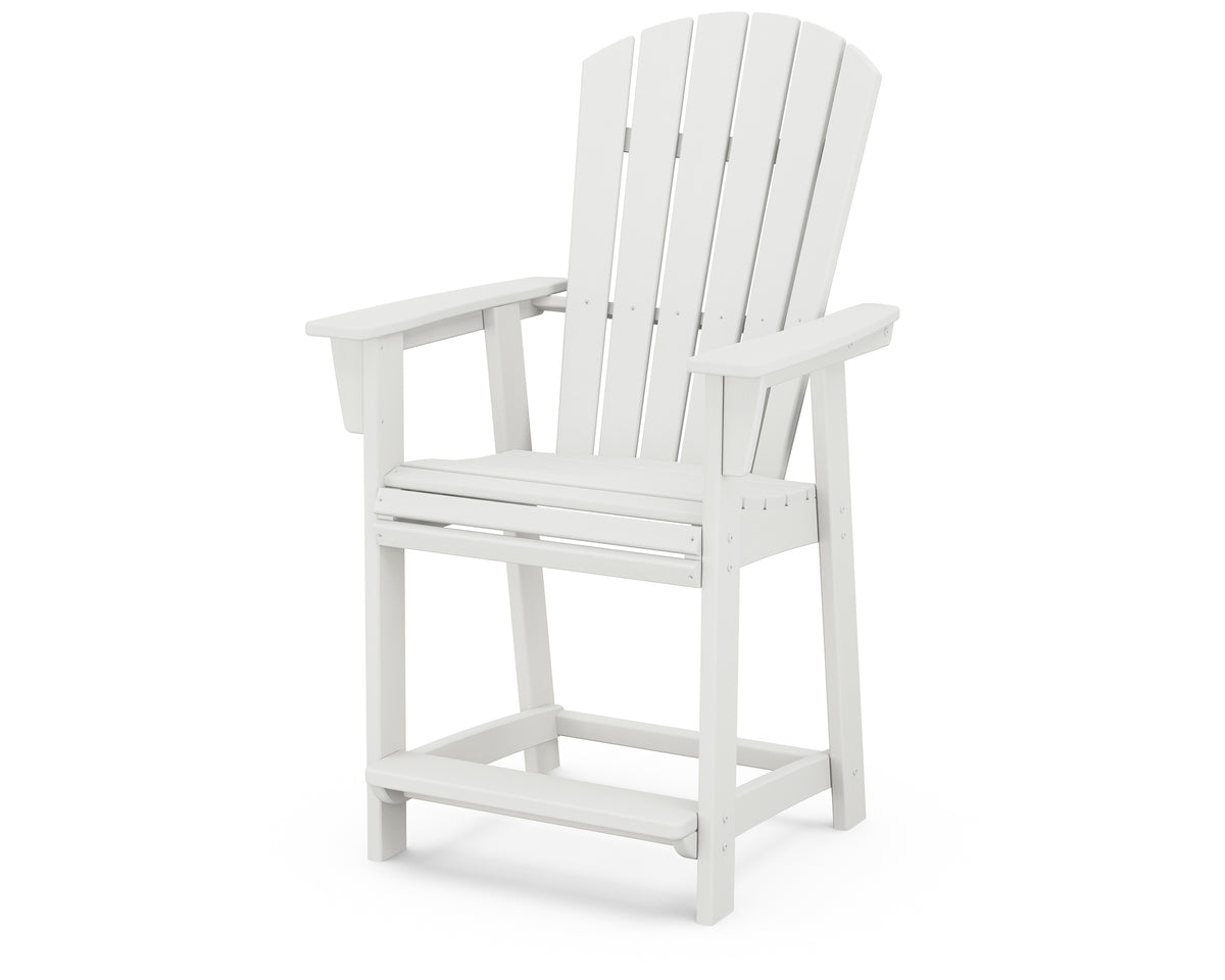 POLYWOOD Nautical Curveback Adirondack Counter Chair in Vintage White