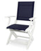 POLYWOOD Coastal Folding Chair in White / Navy Blue Sling image