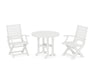 POLYWOOD Signature Folding Chair 3-Piece Round Farmhouse Dining Set in White image